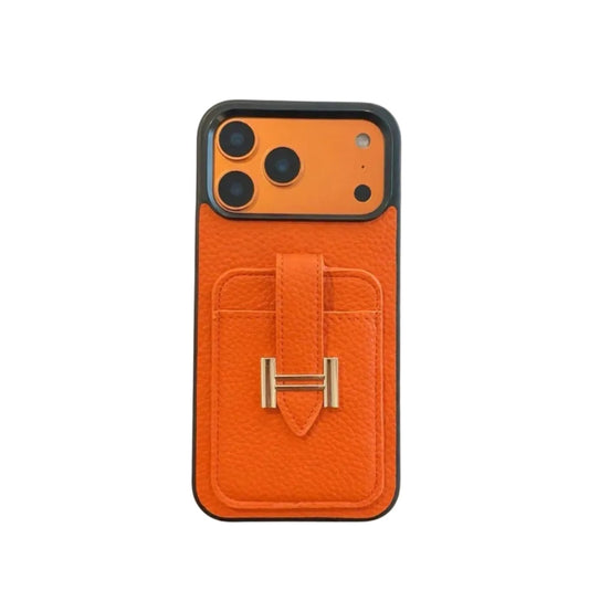 HRM Leather Card Holder Case with H Buckle