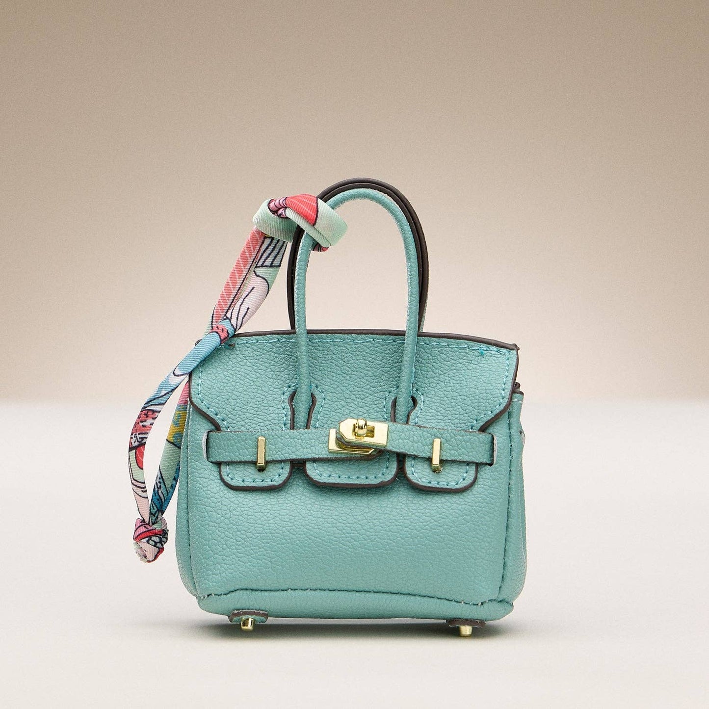 Mini Birkin Faux Leather Bag For Airpods Charm with Scarf Detail Roxy New