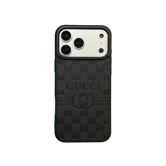 Gucci-Inspired GG Monogram Phone Case – Premium Leather Texture Slim Fit Bumper Case