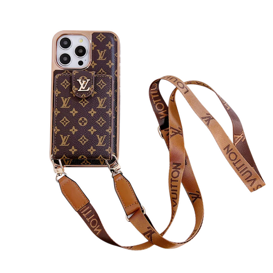 LUXURY ELECTROPLATING MONOGRAM CARD HOLDER CROSSBODY IPHONE CASE theroxymob