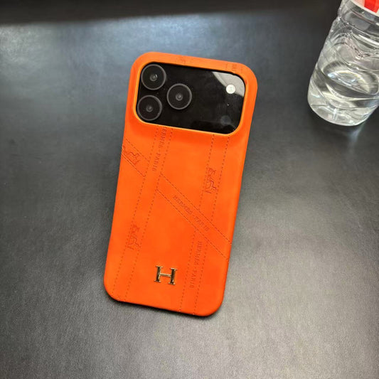 Hermes Luxury Leather Case for iPhone 17 / 16 / 15 / 14