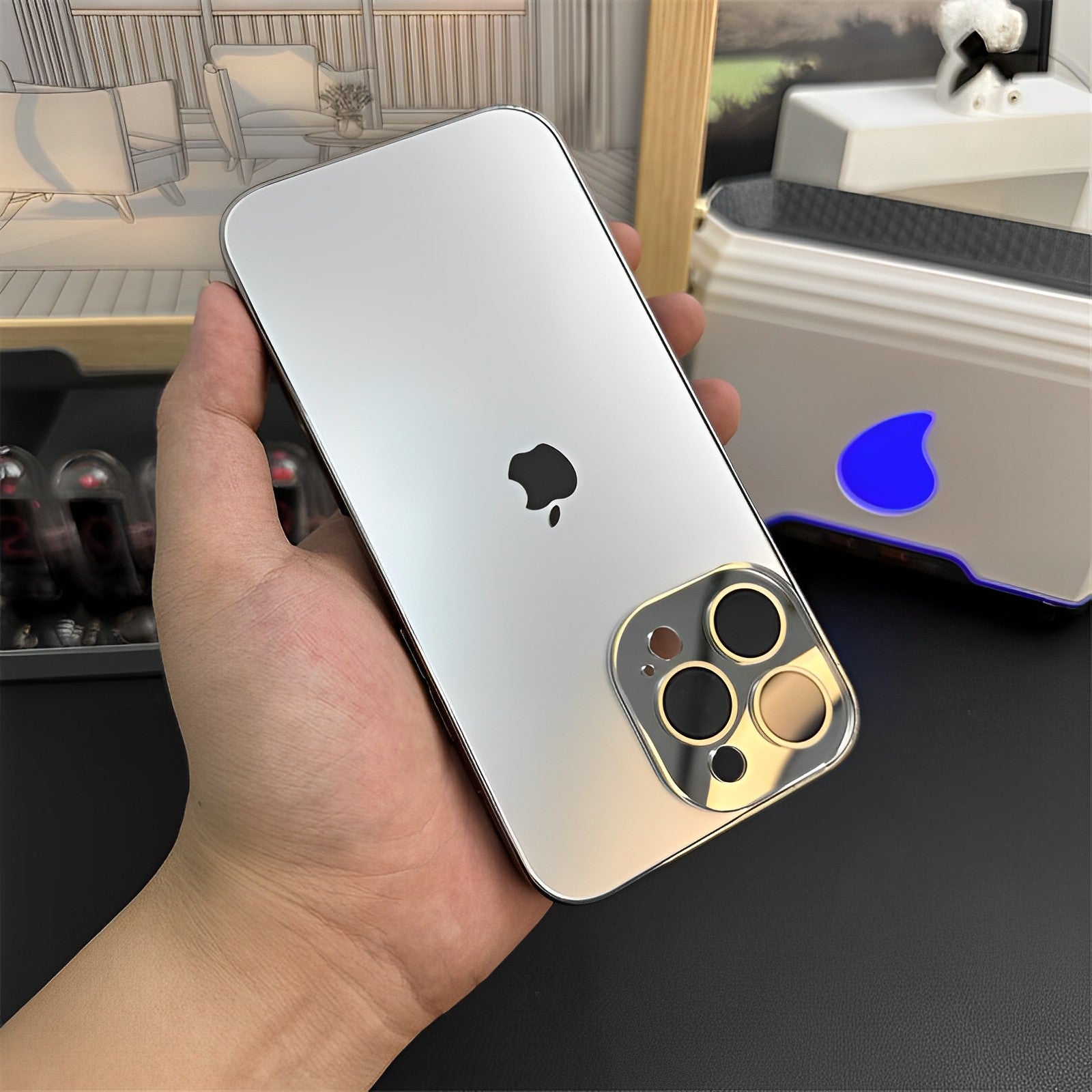 GLASS CAMERA LENS SHELL CASE FOR IPHONE 16 TO 12 theroxymob