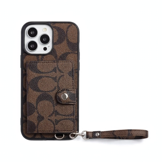 Coach Card Bag Leather Chain Case For iPhone 12 - 18 Series