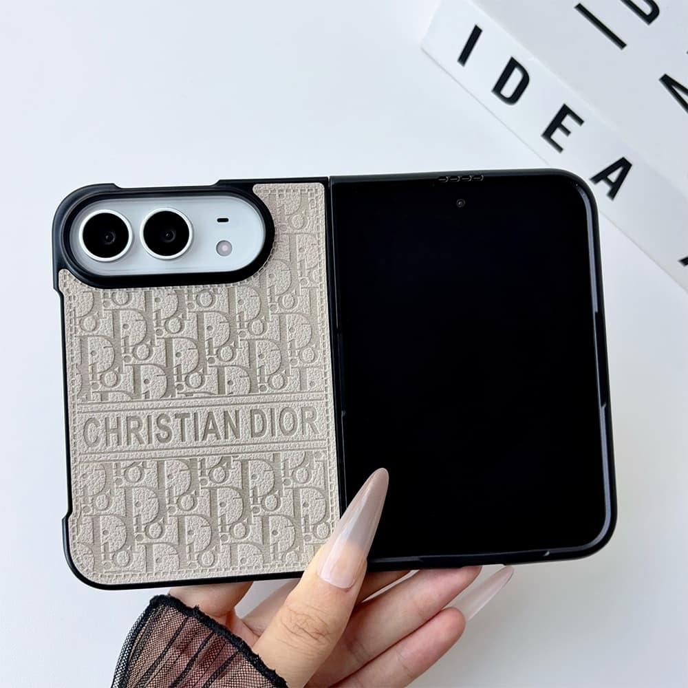 Luxury Dior Oblique Embossed iPhone Duo Case - Foldable Cover
