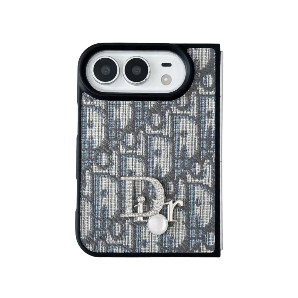 Luxury Dior Oblique Crystal Pearl iPhone Duo Case - Foldable Cover