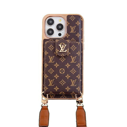 Luxury Louis V Case with Strap for iPhone 13-18 Pro & Pro Max