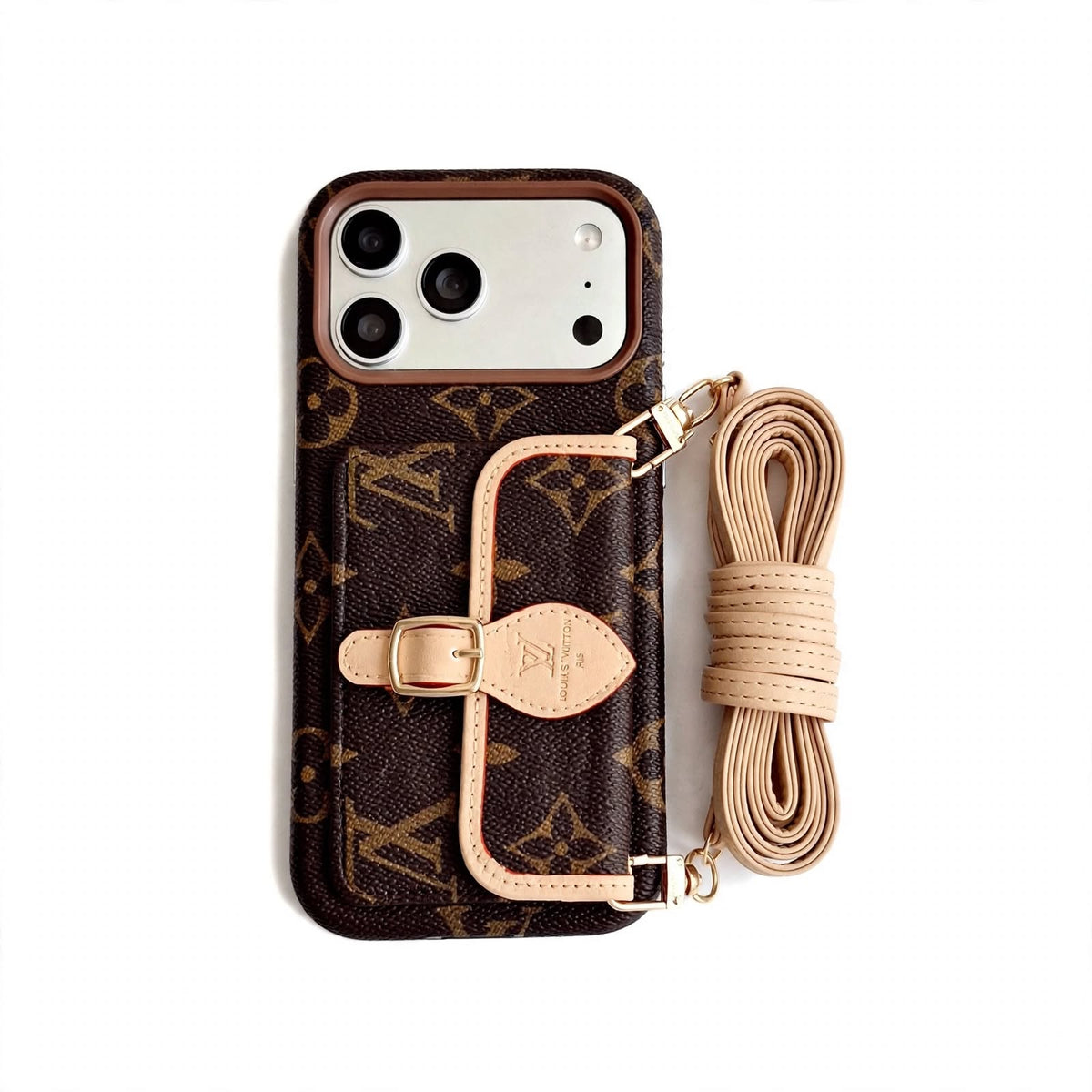 Luxury LV Monogram Case With Strap for iPhone 12-18 Pro & Pro Max