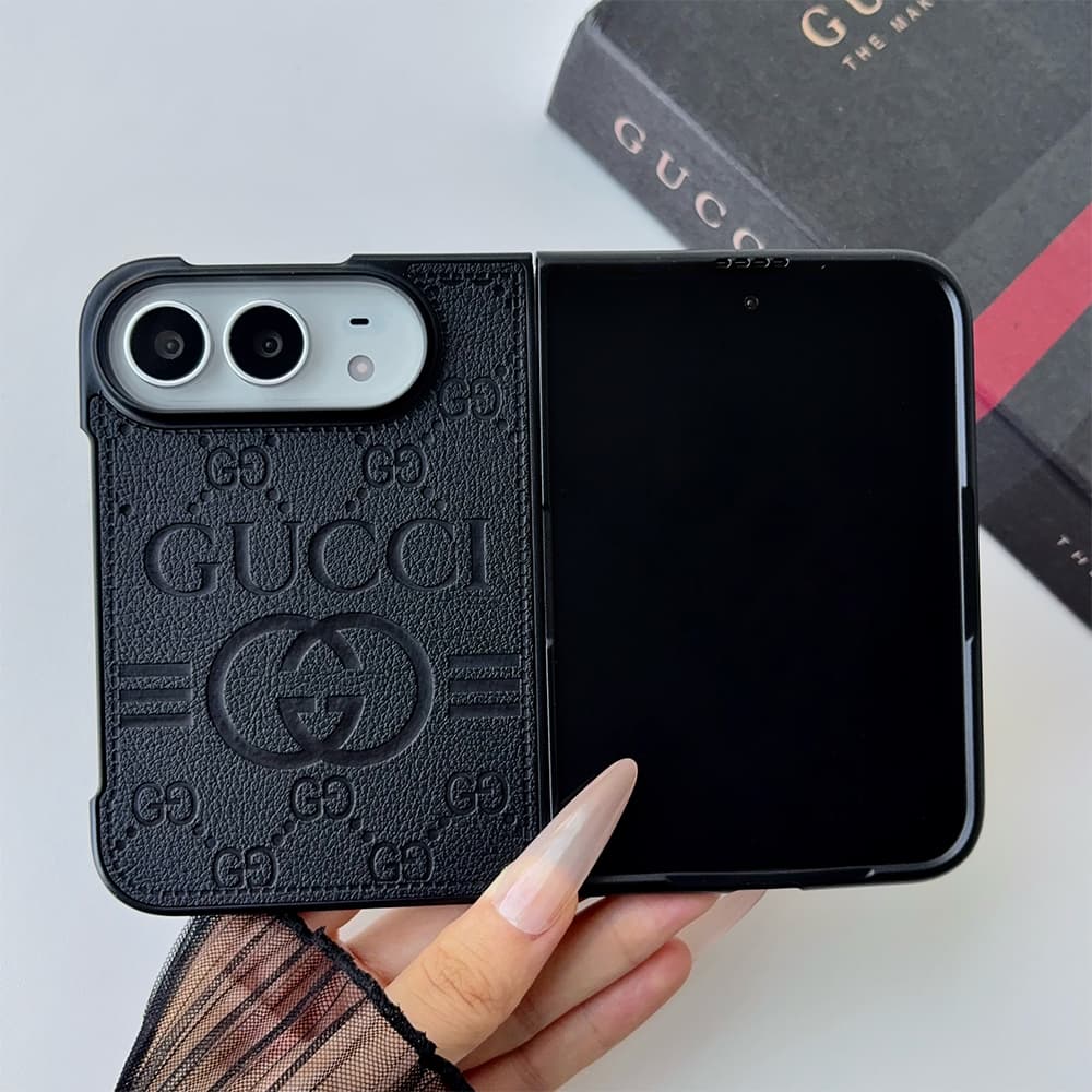 Luxury GG Monogram Canvas Foldable Case for iPhone Duo