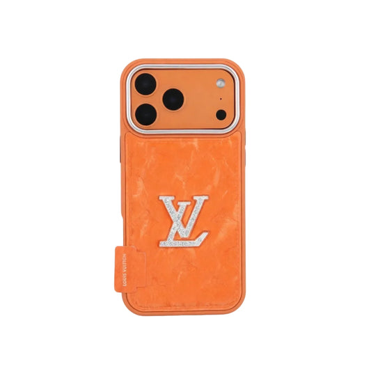 Premium Monogram Embossed Orange – Crystal Logo Edition