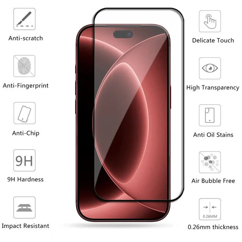 6-in-1 Full Cover Glass - Screen + Lens For iPhone 12-18 Pro & Pro Max