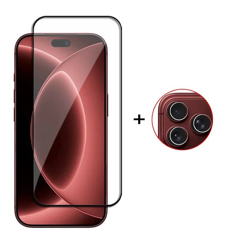 6-in-1 Full Cover Glass - Screen + Lens For iPhone 12-18 Pro & Pro Max