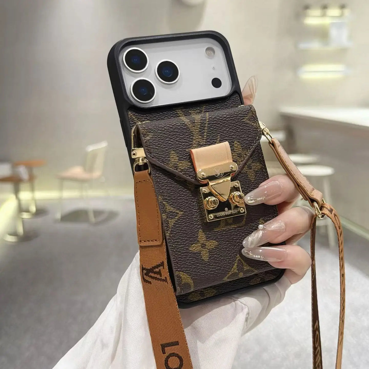 Premium Leather Monogram iPhone Case 13-18 Pro & Pro Max