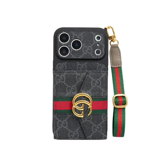 GG Luxury Supreme Monogram Wallet Case for iPhone 13-18 Pro & Pro Max