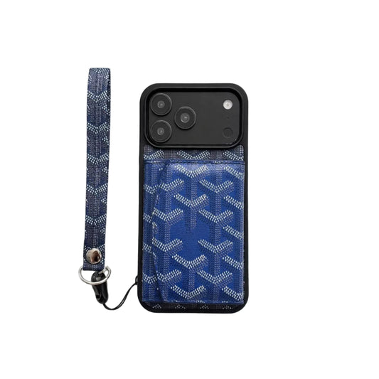 Luxury GYD Pattern Tri-Fold Wallet Phone Case with Matching Wristlet Strap