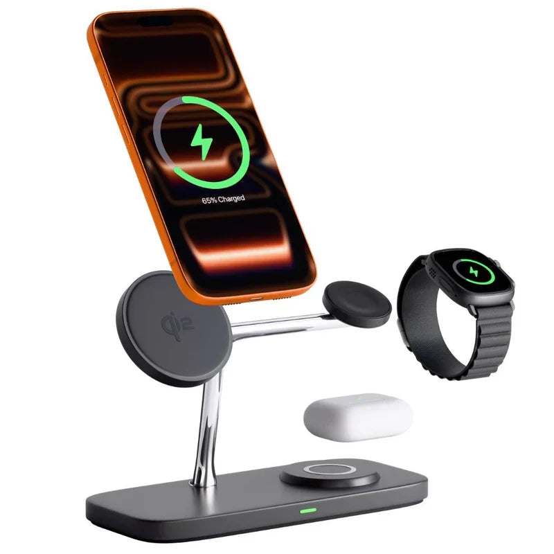 Elegant 3-in-1 Magnetic T-Bar Wireless Charging Dock For iPhone
