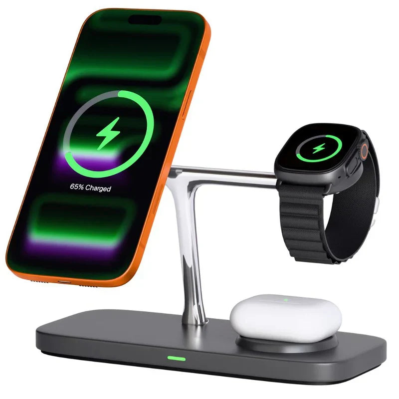 Elegant 3-in-1 Magnetic T-Bar Wireless Charging Dock For iPhone