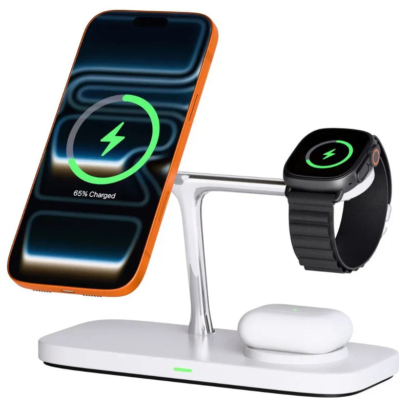 Elegant 3-in-1 Magnetic T-Bar Wireless Charging Dock For iPhone