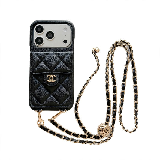 Luxury Leather Crossbody Wallet Case for iPhone 14 - 17 Series
